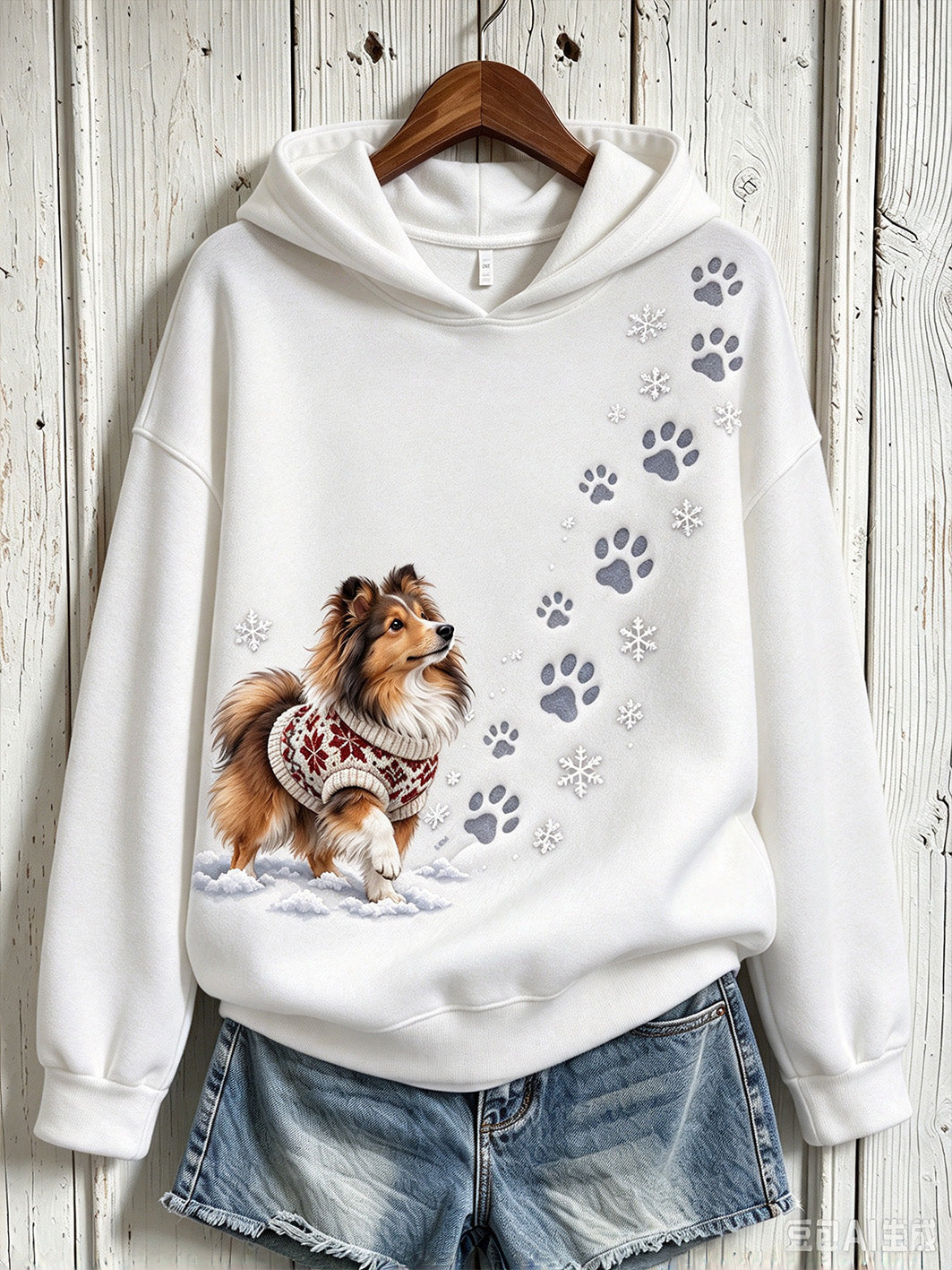 Women's Winter Shetland Sheepdog Pattern Causal Hoodie