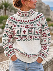 Women's Christmas Mahjong-Themed Tops