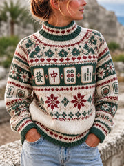 Women's Christmas Mahjong-Themed Tops