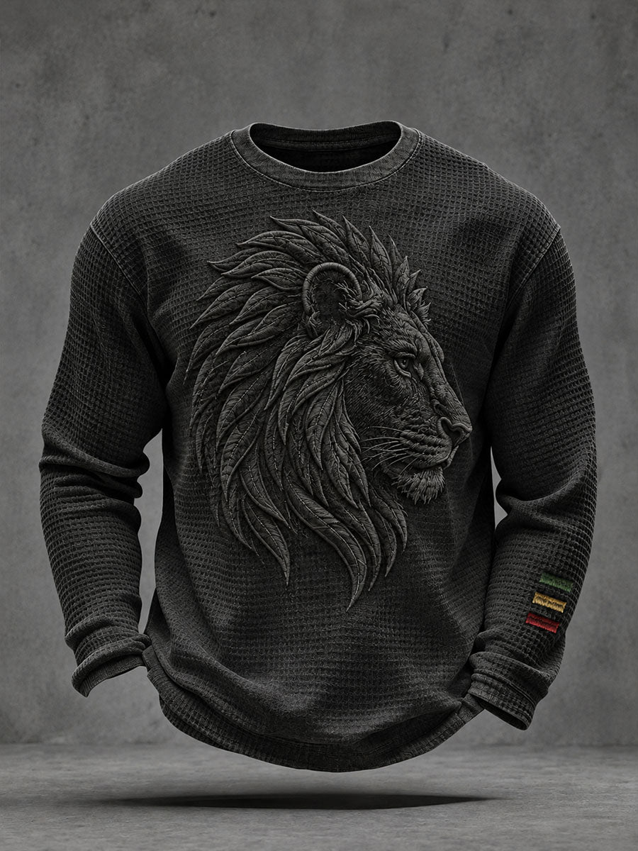 Men's Reggae Lion Waffle Long-Sleeve T-Shirt