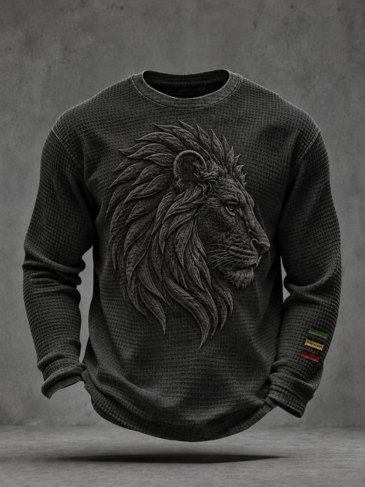 Men's Reggae Lion Waffle Long-Sleeve T-Shirt