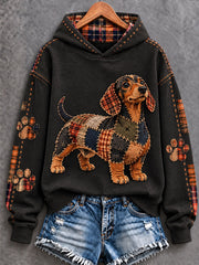 Women's Patchwork-style Dog print Regular Sweatshirt