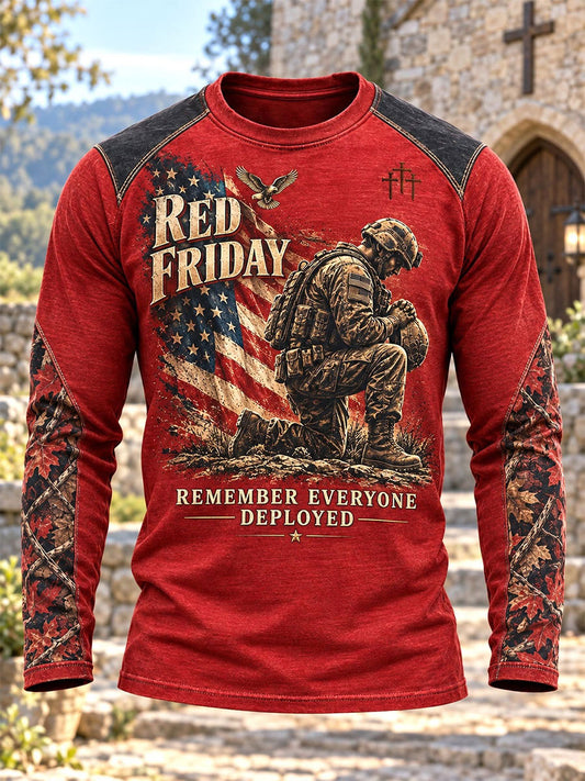 Men's Red Friday Printed Casual T-Shirt