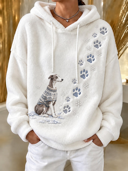 Women's Winter Whippet Pattern Causal  Flannel Hoodie