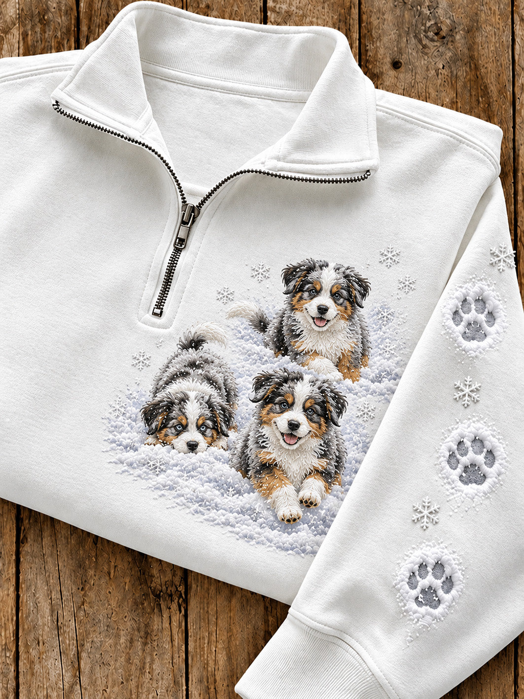 Women's Winter Australian Shepherds Pattern Causal Half-Zip Sweatshirt