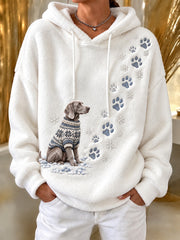 Women's Winter Weimaraner Pattern Causal  Flannel Hoodie